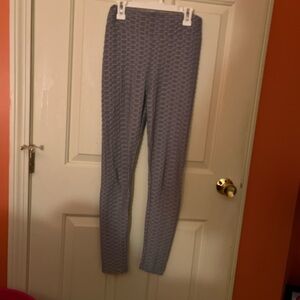 Gray Sinched Textured Leggings